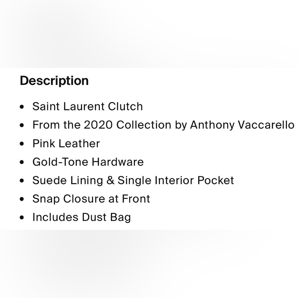 GUC Saint Laurent Pink Clutch Bag with DustBag - Picture 10 of 10